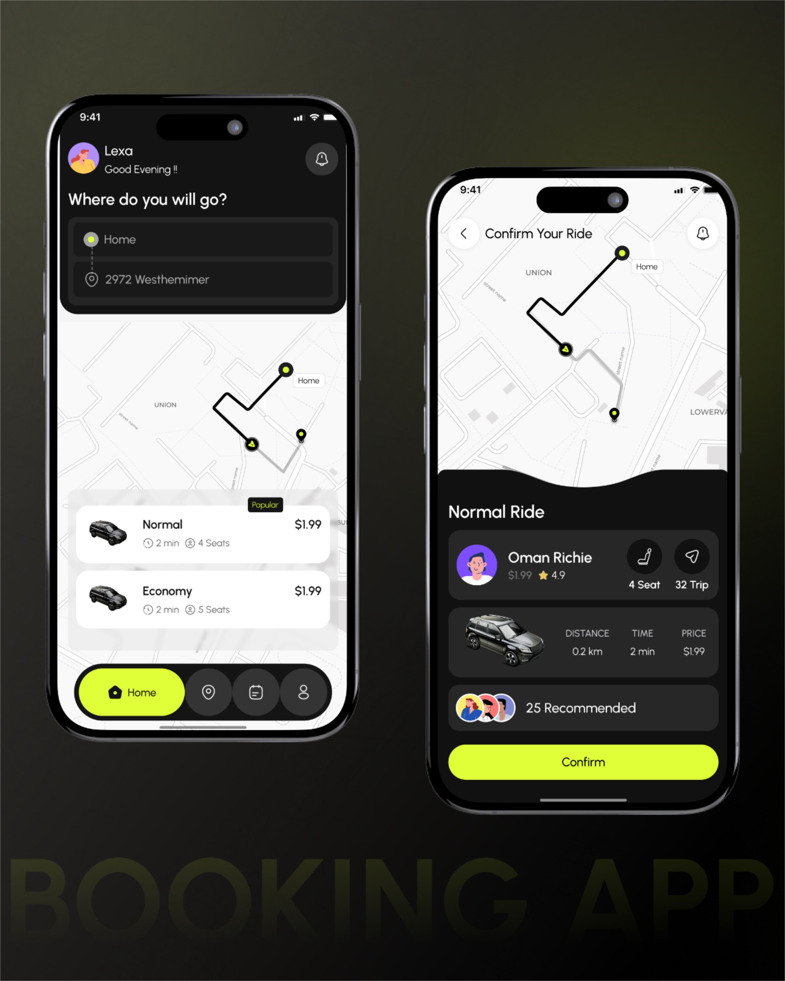Dark-mode transit navigation app UI representative of the Lumen Transit project
